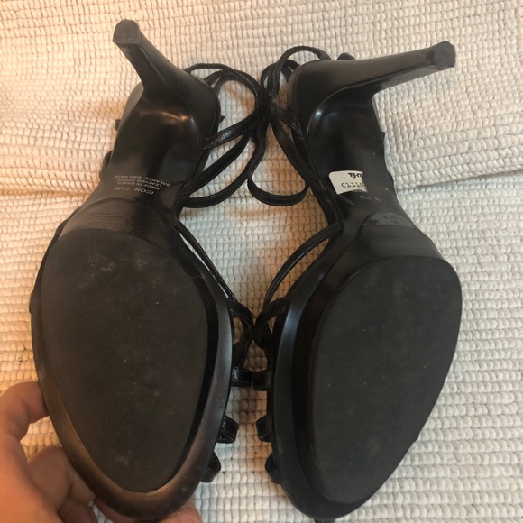 Woman’s black open toed high heel shoes - Picture 5 of 7